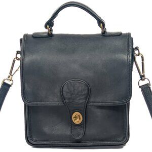 COACH USA Vintage Station Shoulder Bag Black Leather